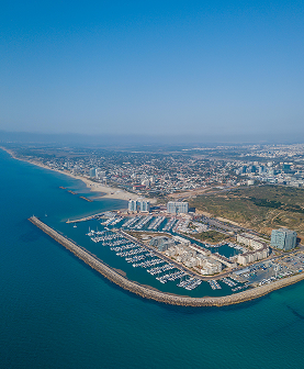 An aerial view of Herzliya Marina